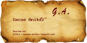 Gecse Anikó névjegykártya